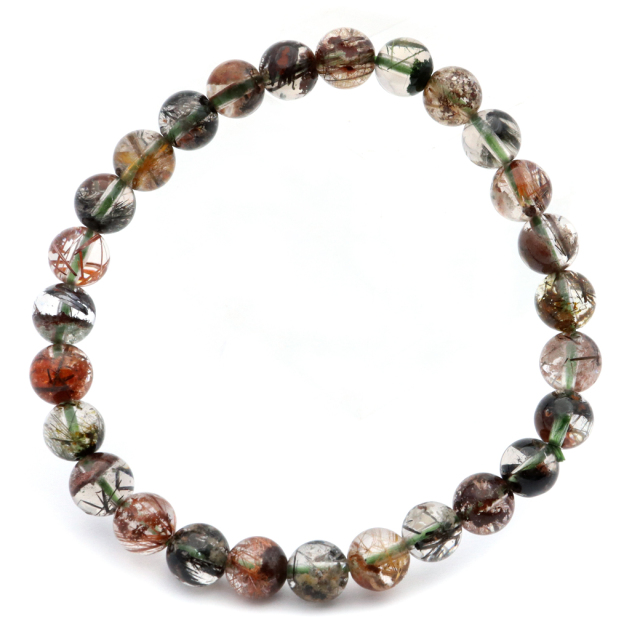 ガーデンルチルクォーツ ブレスレット 庭園水晶 針入り 1点もの パワーストーン 天然石 苔入り水晶 浄化 プレゼント 贈り物