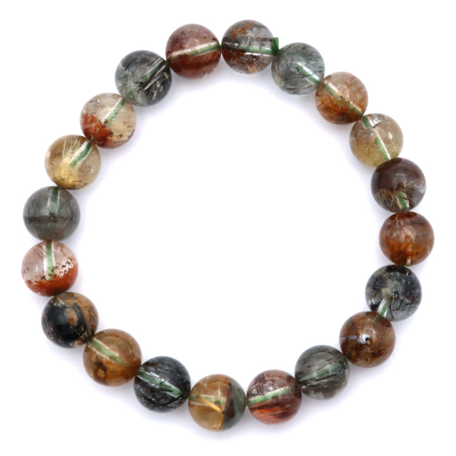 激レア【高品質】ガーデン ルチルクォーツ カット ブレスレット パワーストーン ガーデンルチルクォーツ ブレスレット 庭園水晶 針入り 9.5mm 1点もの