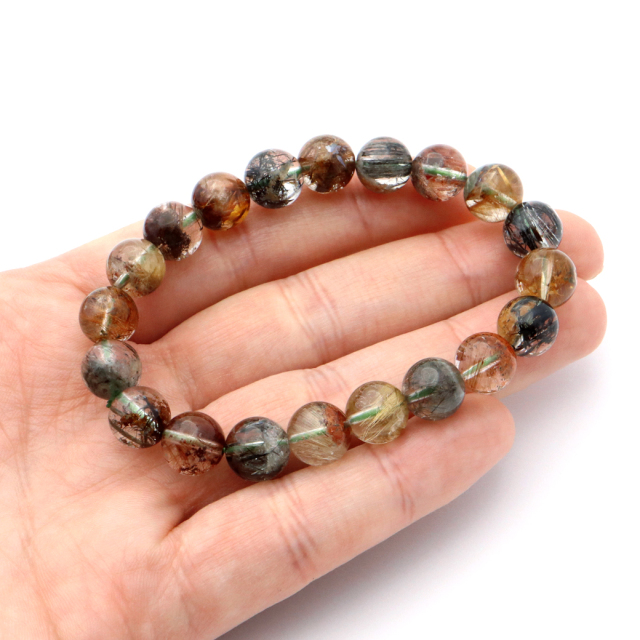 ガーデンルチルクォーツ ブレスレット 庭園水晶 針入り 9.5mm 1点もの