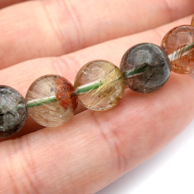 ガーデンルチルクォーツ ブレスレット 庭園水晶 針入り 1点もの パワーストーン 天然石 苔入り水晶 浄化 プレゼント 贈り物
