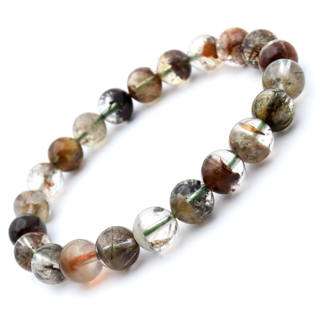 ガーデンルチルクォーツ ブレスレット 庭園水晶 針入り 1点もの パワーストーン 天然石 苔入り水晶 浄化 プレゼント 贈り物