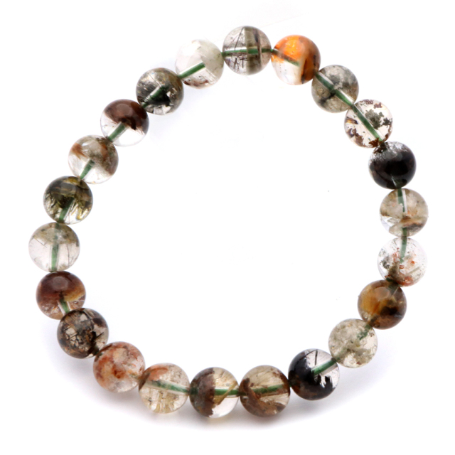 ガーデンルチルクォーツ ブレスレット 庭園水晶 針入り 1点もの パワーストーン 天然石 苔入り水晶 浄化 プレゼント 贈り物