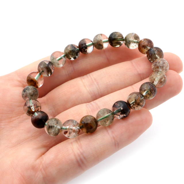 ガーデンルチルクォーツ ブレスレット 庭園水晶 針入り 1点もの パワーストーン 天然石 苔入り水晶 浄化 プレゼント 贈り物