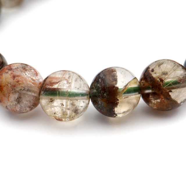 ガーデンルチルクォーツ ブレスレット 庭園水晶 針入り 1点もの パワーストーン 天然石 苔入り水晶 浄化 プレゼント 贈り物