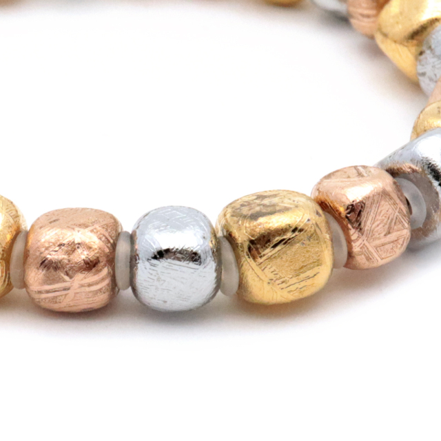 ギベオン 鉄隕石 メテオライト ブレスレット 6mm MIXカラー 宇宙から来た鉱物 パワーストーン シルバー ゴールド ピンクゴールド
