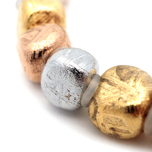 ギベオン 鉄隕石 メテオライト ブレスレット 6mm MIXカラー 宇宙から来た鉱物 パワーストーン シルバー ゴールド ピンクゴールド