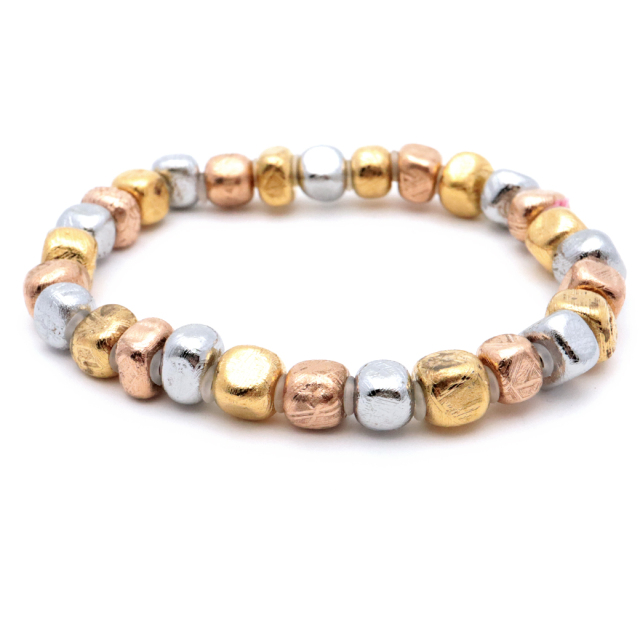 ギベオン 鉄隕石 メテオライト ブレスレット 6mm MIXカラー 宇宙から来た鉱物 パワーストーン シルバー ゴールド ピンクゴールド