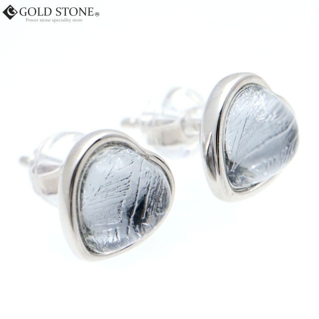 ギベオン 隕石 ピアス レディース ハート シルバー 宇宙から来た鉱物 両耳用 シルバー925