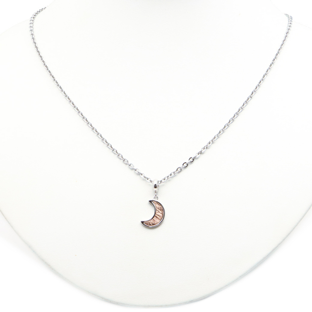 ギベオン 隕石 ネックレス 天然石 ペンダント ピンクゴールド ナミビア産 月 モチーフ Silver925 パワーストーン
