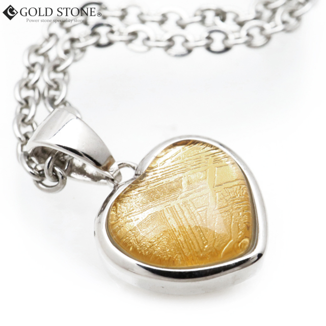 ギベオン 隕石 ネックレス 天然石 ペンダント ゴールド ナミビア産 ハート 心型 Silver925 パワーストーン