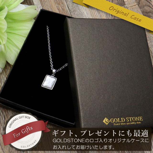 ギベオン 隕石 ネックレス 天然石 ペンダント シルバー SILVER925製 レクタングルカット