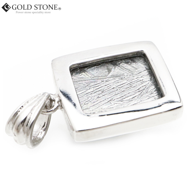 ギベオン 隕石 ネックレス 天然石 ペンダント シルバー SILVER925製 レクタングルカット