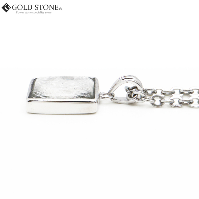 ギベオン 隕石 ネックレス 天然石 ペンダント シルバー SILVER925製 レクタングルカット