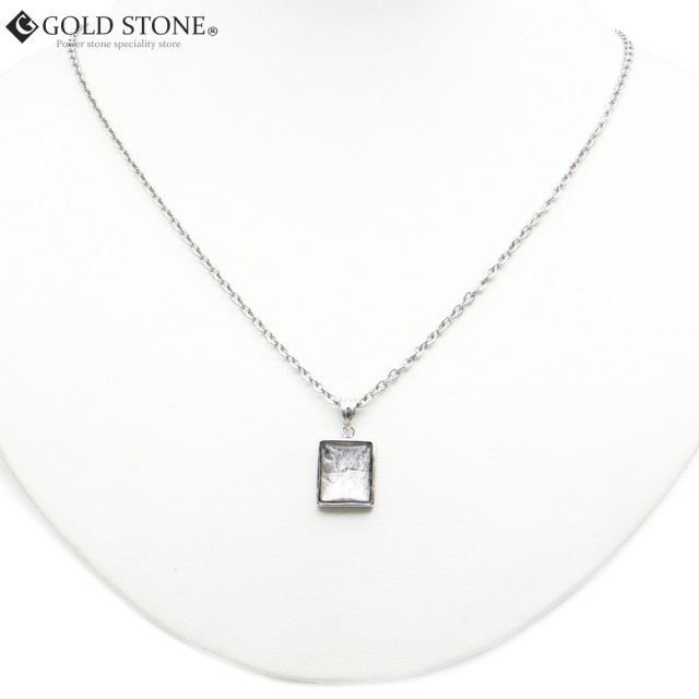 ギベオン 隕石 ネックレス 天然石 ペンダント シルバー SILVER925製 レクタングルカット