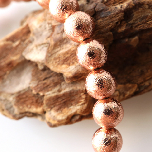 ギベオン 鉄隕石 メテオライト ブレスレット 6mm ピンクゴールド 宇宙