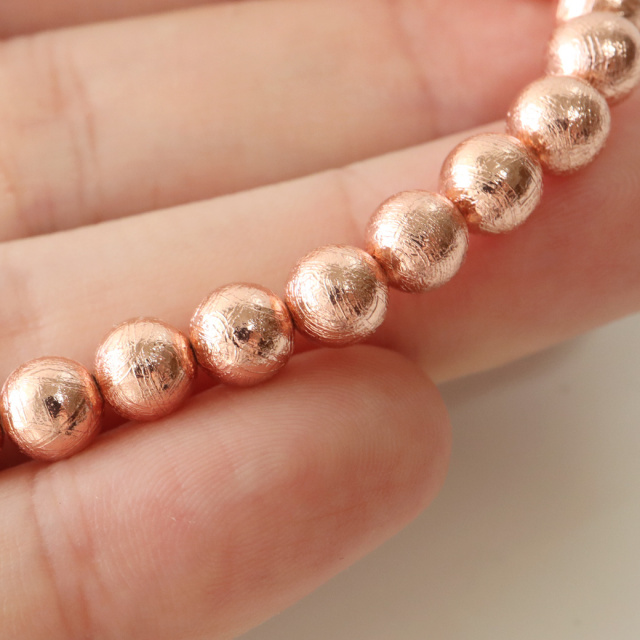 ギベオン 鉄隕石 メテオライト ブレスレット 6mm ピンクゴールド 宇宙