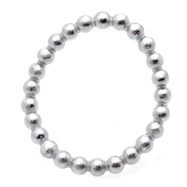 ギベオン 鉄隕石 メテオライト ブレスレット 7.5mm ナミビア産 シルバー 天然石 パワーストーン 宇宙からの贈り物 母の日 ギフト