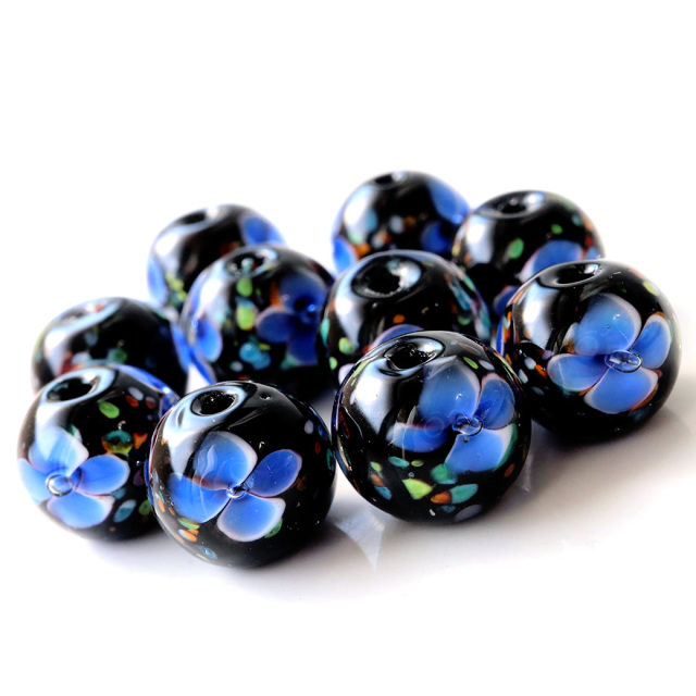 とんぼ玉 ビーズ 粒売り 1粒 10mm 藍色 インディゴブルー