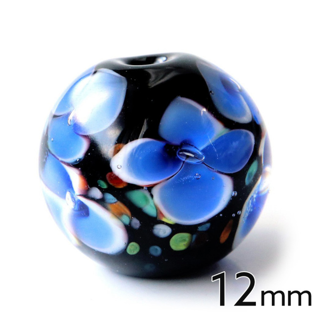 とんぼ玉 ビーズ 粒売り 1粒 12mm 藍色 インディゴブルー