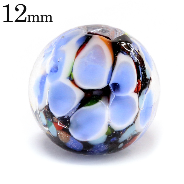 とんぼ玉 ビーズ 粒売り 1粒 12mm 藍色 インディゴブルー パーツ 制作 夏 花柄 おしゃれ かわいい バラ売り DIY 手作り 爆買