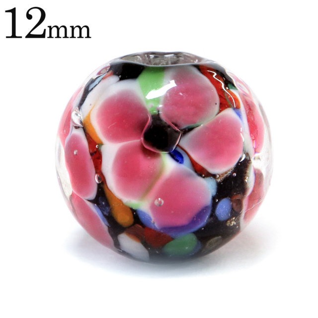 とんぼ玉 ビーズ 粒売り 1粒 12mm 桃色 ピンク パーツ 制作 夏 花柄 おしゃれ かわいい バラ売り DIY 手作り 爆買