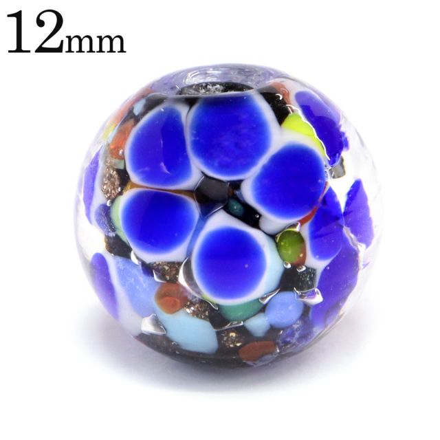 とんぼ玉 ビーズ 粒売り 1粒 12mm 青色 ブルー パーツ 制作 夏 花柄 おしゃれ かわいい バラ売り DIY 手作り 爆買
