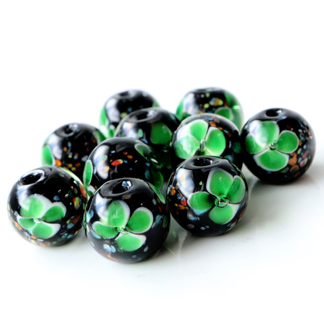 とんぼ玉 ビーズ 粒売り 1粒 10mm 緑色 グリーン