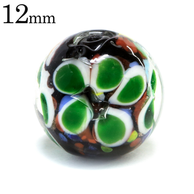 とんぼ玉 ビーズ 粒売り 1粒 12mm 緑色 グリーン パーツ 制作 夏 花柄 おしゃれ かわいい バラ売り DIY 手作り 爆買