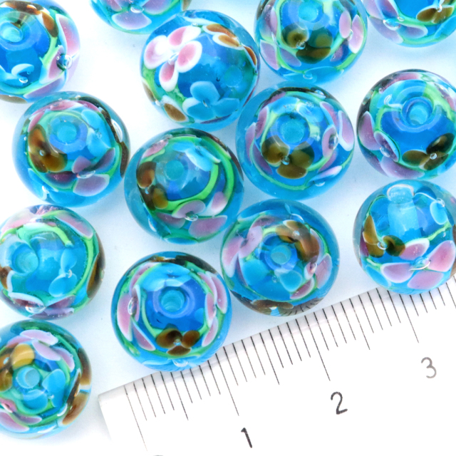 とんぼ玉 花柄 ビーズ 12mm 夏 お祭り 綺麗 和 ブレスレット ピアス ペンダント ネックレス ヘアピン 制作 ハンドメイド