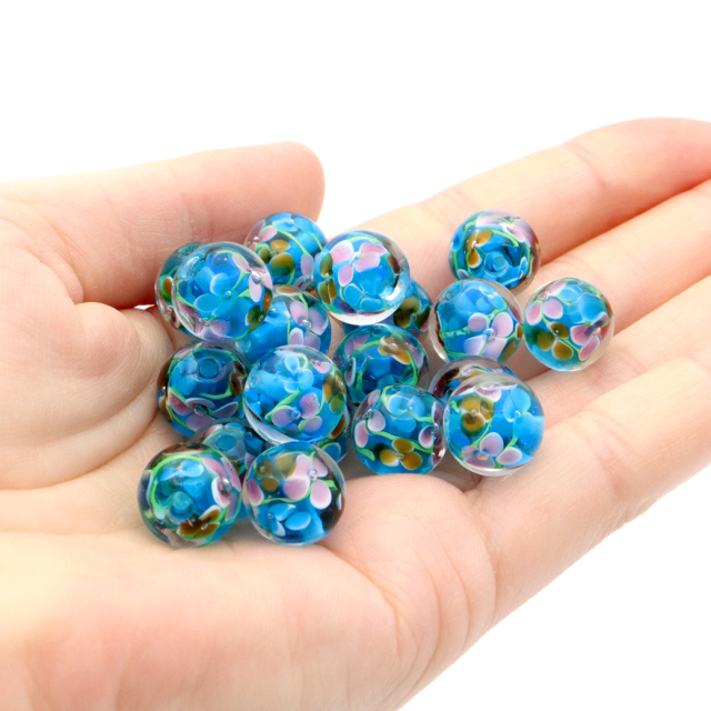 とんぼ玉 花柄 ビーズ 12mm 夏 お祭り 綺麗 和 ブレスレット ピアス ペンダント ネックレス ヘアピン 制作 ハンドメイド