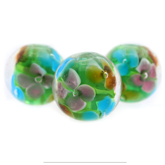 とんぼ玉 花柄 ビーズ 12mm 夏 お祭り 綺麗 和 ブレスレット ピアス ペンダント ネックレス ヘアピン 制作 ハンドメイド