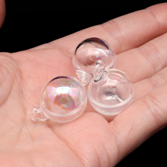 ガラスドーム チャーム 水入り 選べる4サイズ ウォーター オーロラ ガラスボール アクセサリー パーツ ハンドメイド