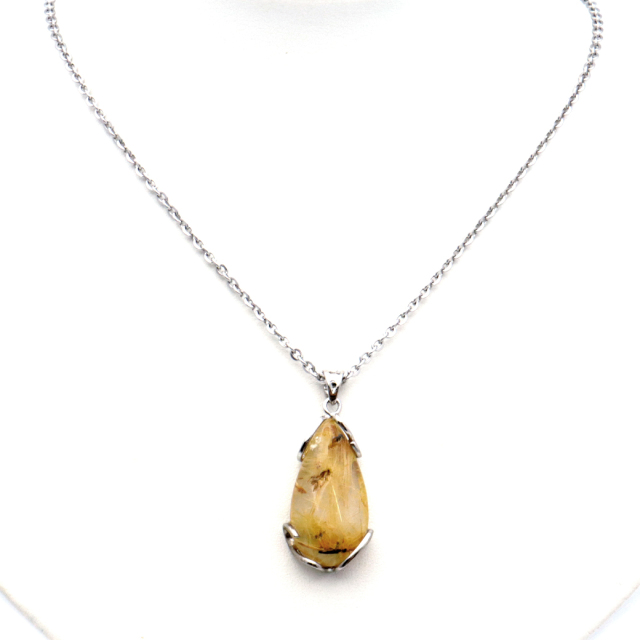 ルチルクォーツ ペンダント ゴールドルチル 天然石 ネックレス パワーストーン Silver925 針水晶 金運 贈り物 1点物 ギフト プレゼント