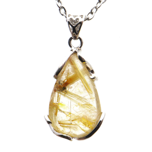 ルチルクォーツ ペンダント ゴールドルチル 天然石 ネックレス Silver925 針水晶 金運 贈り物 クリスマス プレゼント