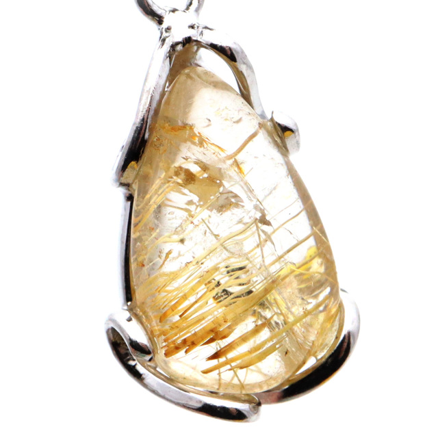 ルチルクォーツ ペンダント ゴールドルチル 天然石 ネックレス Silver925 針水晶 金運 贈り物 クリスマス プレゼント
