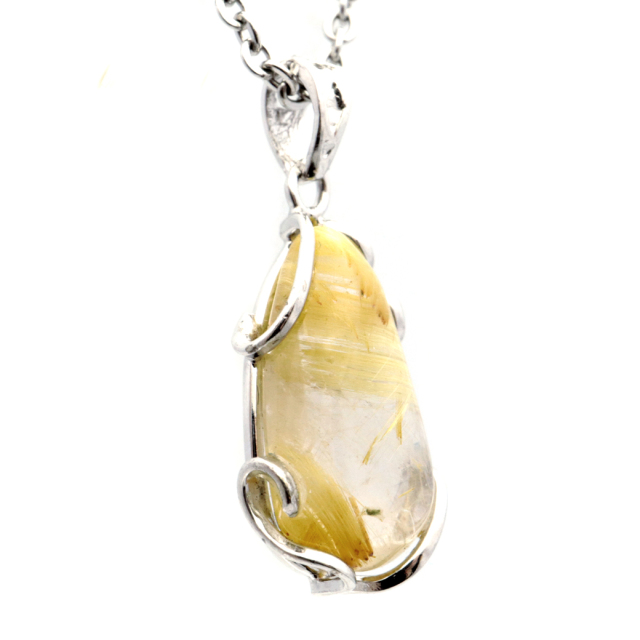 ルチルクォーツ ペンダント ゴールドルチル 天然石 ネックレス Silver925 針水晶 金運 贈り物 クリスマス プレゼント
