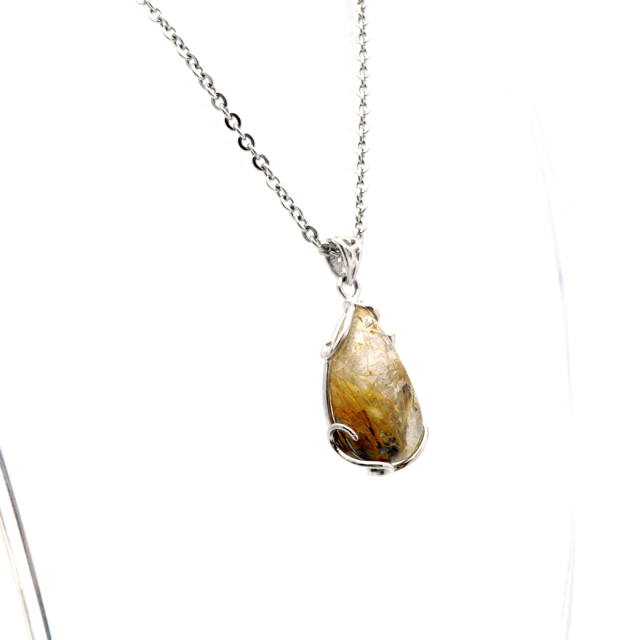 ルチルクォーツ ペンダント ゴールドルチル 天然石 ネックレス Silver925 針水晶 金運 贈り物 クリスマス プレゼント