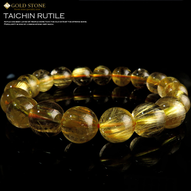 タイチンゴールドルチルブレスレット 太金針水晶 天然石 パワーストーン 金運