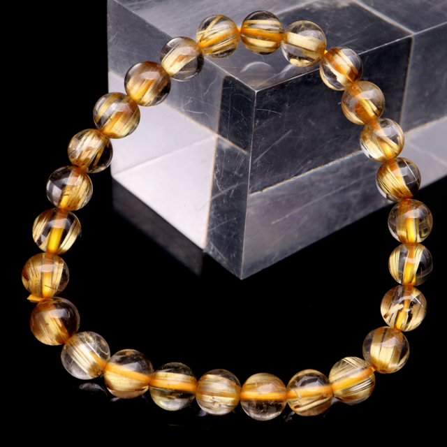 タイチン ルチルクォーツ ブレスレット 7mm 太金針 水晶 天然石 パワーストーン 金運