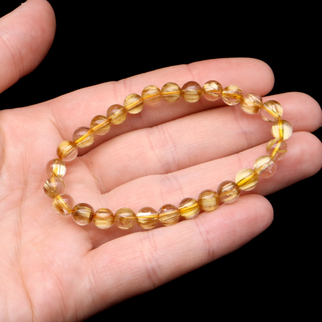 タイチン ルチルクォーツ ブレスレット 6.5-7mm 太金針 水晶 天然石 パワーストーン 金運
