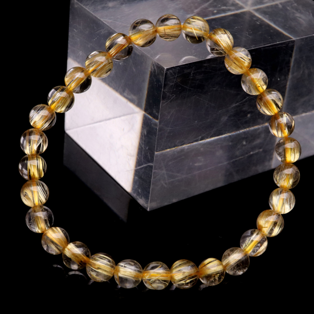 タイチン ルチルクォーツ ブレスレット 6mm 太金針 水晶 天然石 パワーストーン 金運