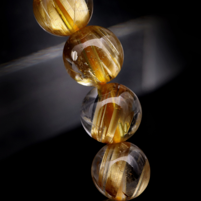 タイチン ルチルクォーツ ブレスレット 6mm 太金針 水晶 天然石 パワーストーン 金運