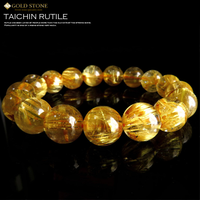 タイチンゴールドルチルブレスレット 太金針水晶 天然石 パワーストーン 金運