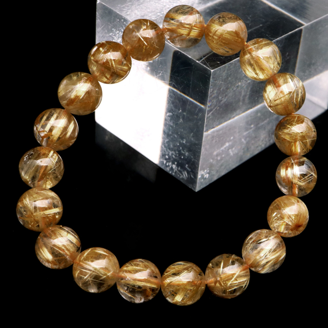 タイチン ルチルクォーツ ブレスレット 10mm 太金針 水晶 天然石 パワーストーン 金運 父の日 プレゼント