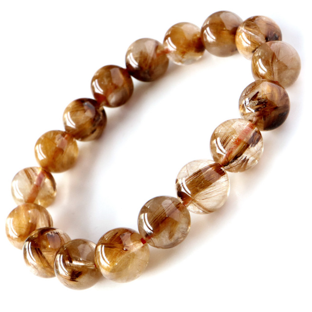 タイガー ルチルクォーツ ブレスレット 12mm AAA 天然石 ブラジル産 ブラウン タイチン パワーストーン
