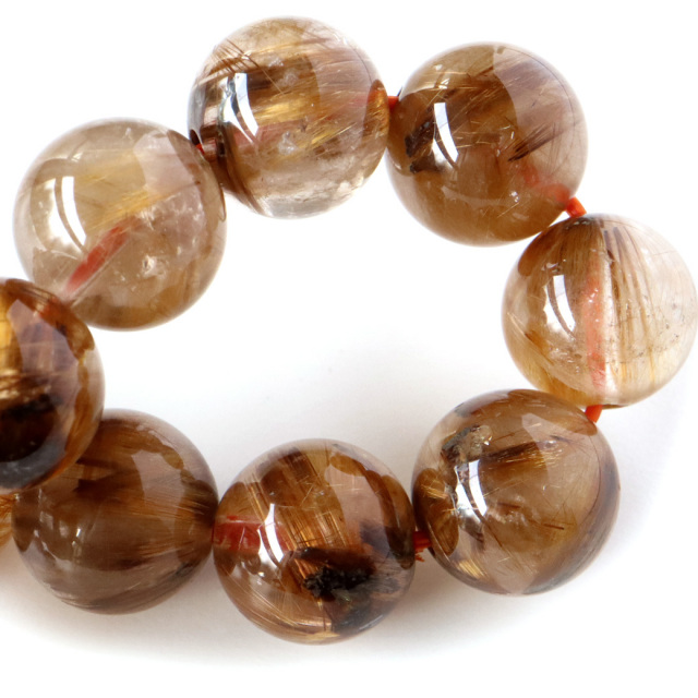 タイガー ルチルクォーツ ブレスレット 12mm AAA 天然石 ブラジル産 ブラウン タイチン パワーストーン