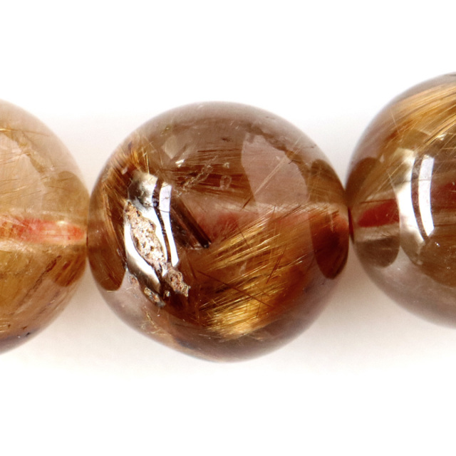 タイガー ルチルクォーツ ブレスレット 12mm AAA 天然石 ブラジル産 ブラウン タイチン パワーストーン