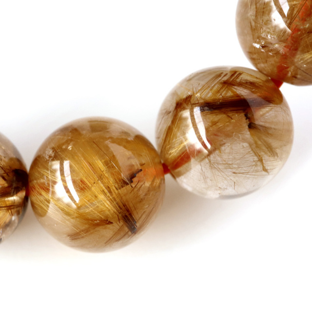 タイガー ルチルクォーツ ブレスレット 12mm AAA 天然石 ブラジル産 ブラウン タイチン パワーストーン