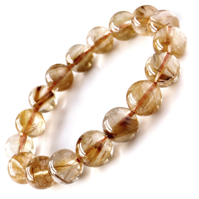 タイガー ルチルクォーツ ブレスレット 12mm AAA 天然石 ブラジル産 ブラウン タイチン パワーストーン