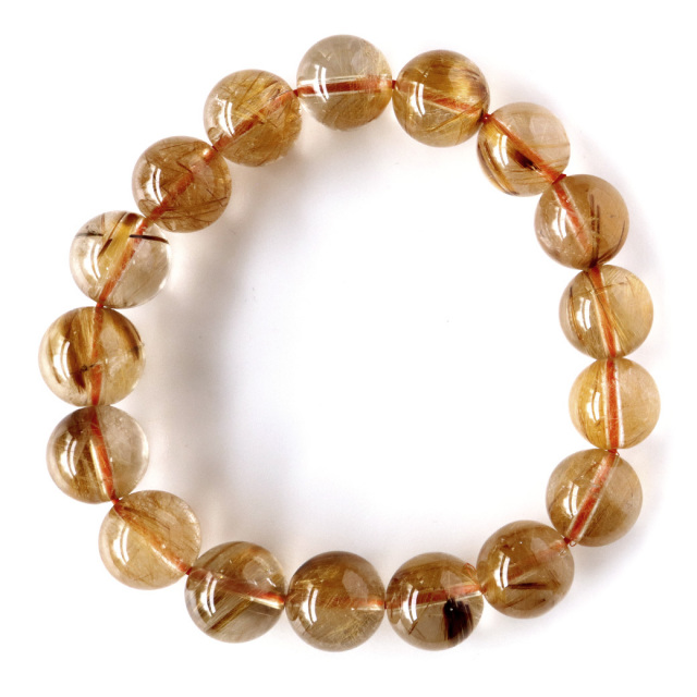 ✿天然色タイガータイチンルチルクォーツ10mm黄金の煌めきブレスレット ✿天然色タイガータイチンルチルクォーツ10mm黄金の煌めき